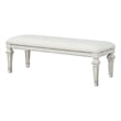 Miamy Bench-Cream White Wood Frame-Textured Fabric-55 Inch