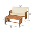 Kaila 2pc Outdoor Table and Loveseat Set-Beige Cushion-Natural Brown