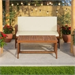 Kaila 2pc Outdoor Table and Loveseat Set-Beige Cushion-Natural Brown