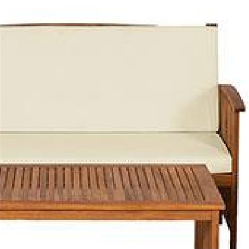 Kaila 2pc Outdoor Table and Loveseat Set-Beige Cushion-Natural Brown