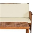 Kaila 2pc Outdoor Table and Loveseat Set-Beige Cushion-Natural Brown