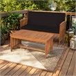 Kaila 2pc Outdoor Table and Loveseat Set-Black Cushion-Natural Brown