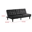 Berie Futon Sofa Bed-Drop-Down Tray-Cupholder-Black Faux Leather