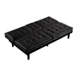 Berie Futon Sofa Bed-Drop-Down Tray-Cupholder-Black Faux Leather