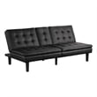 Berie Futon Sofa Bed-Drop-Down Tray-Cupholder-Black Faux Leather