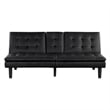 Berie Futon Sofa Bed-Drop-Down Tray-Cupholder-Black Faux Leather