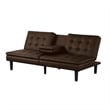 Berie Futon Sofa Bed-Drop-Down Tray and Cupholder-Brown Faux Leather