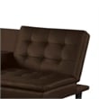 Berie Futon Sofa Bed-Drop-Down Tray and Cupholder-Brown Faux Leather