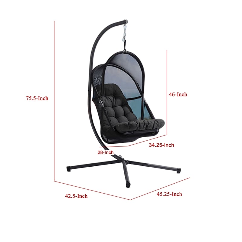 Bery Outdoor Swing Chair with Foldable Stand-Coastal Black Cushion