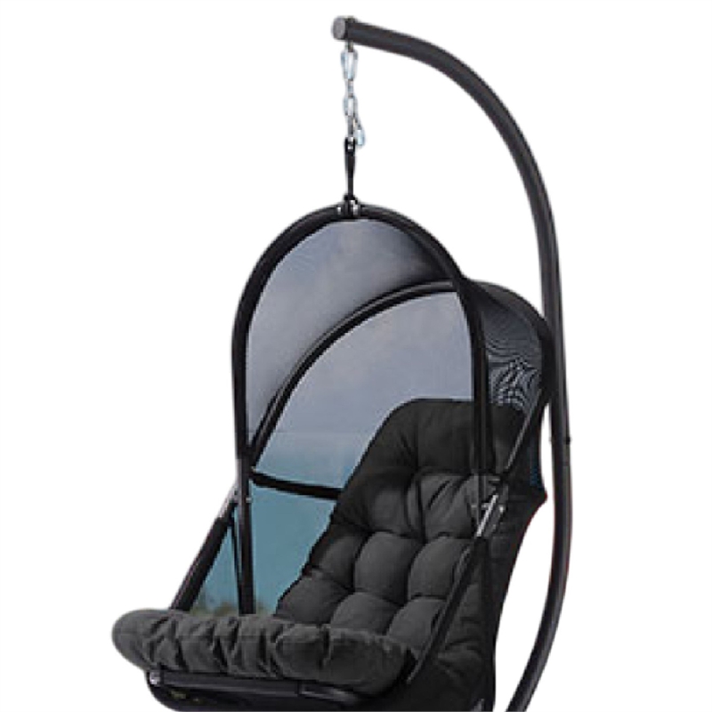 Bery Outdoor Swing Chair with Foldable Stand-Coastal Black Cushion