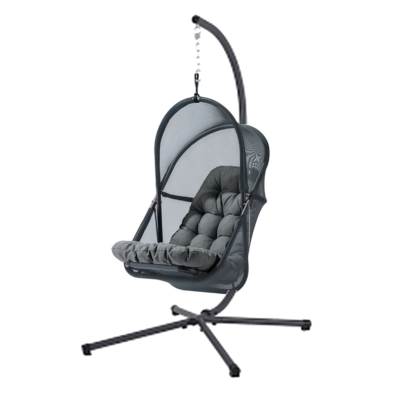 Bery Outdoor Swing Chair with Foldable Stand-Dark Gray Cushion