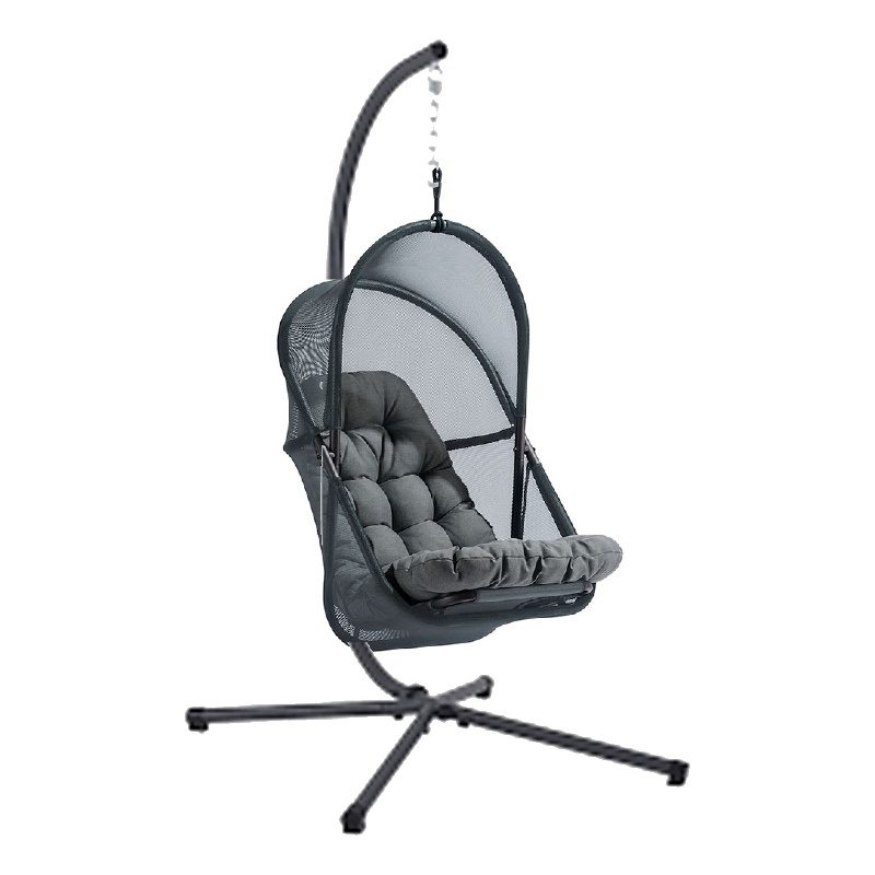 Bery Outdoor Swing Chair with Foldable Stand-Dark Gray Cushion