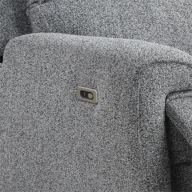 Cote Power Recliner Chair-Gray Boucle-Pillow Top Arms-Solid Wood