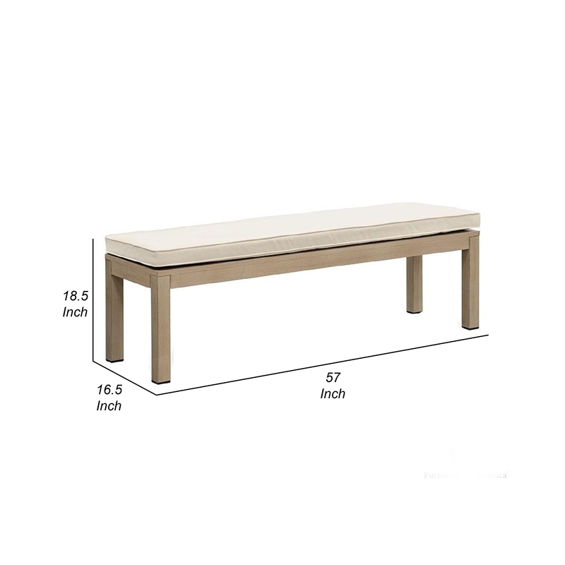 Beli Outdoor Bench-Beige Seat Cushion-Natural Brown Aluminum 57 Inch
