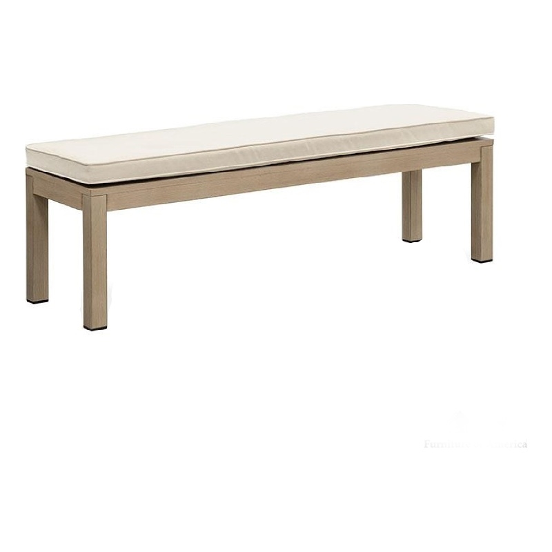 Beli Outdoor Bench-Beige Seat Cushion-Natural Brown Aluminum 57 Inch
