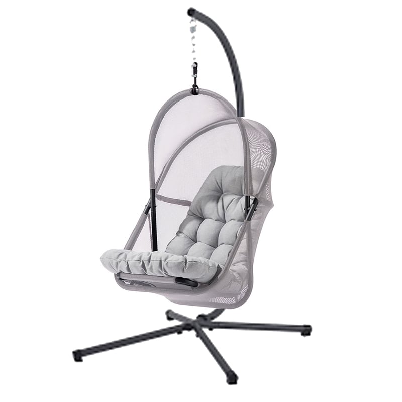 Bery Outdoor Swing Chair with Foldable Stand-Light Gray Cushion