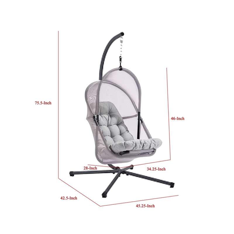 Bery Outdoor Swing Chair with Foldable Stand-Light Gray Cushion