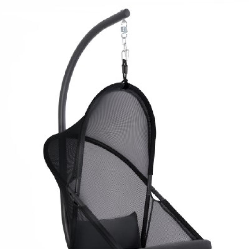 Cery Outdoor Egg Swing Chair-Foldable Stand-Coastal Black Cushion