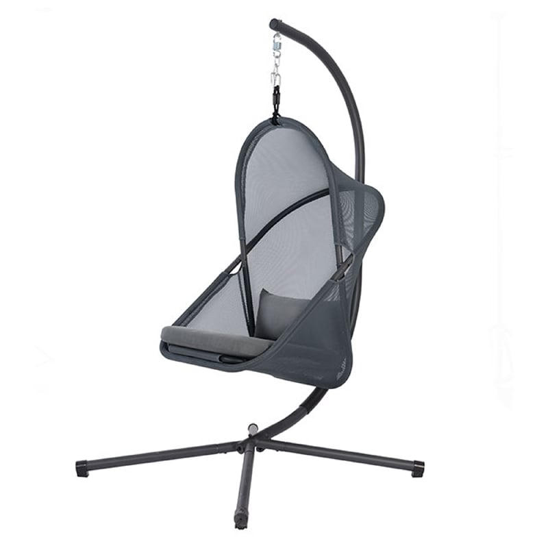 Cery Outdoor Egg Swing Chair-Foldable Stand-Dark Gray Cushion