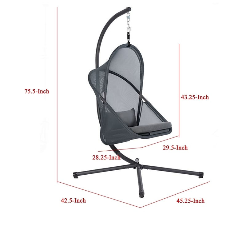 Cery Outdoor Egg Swing Chair-Foldable Stand-Dark Gray Cushion