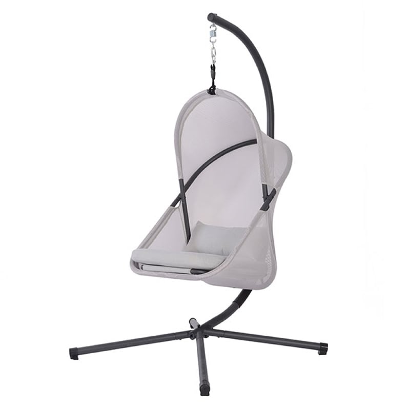 Cery Outdoor Egg Swing Chair-Foldable Stand-Light Gray Cushion