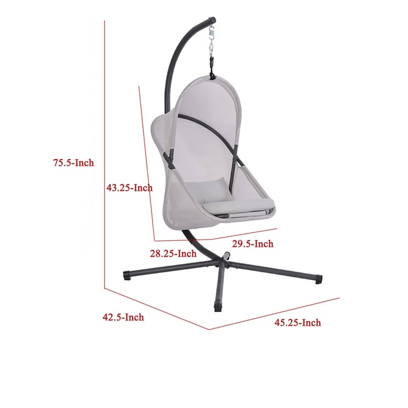 Cery Outdoor Egg Swing Chair-Foldable Stand-Light Gray Cushion