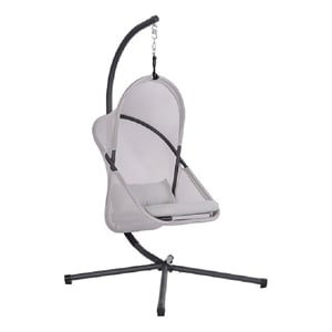 Cery Outdoor Egg Swing Chair-Foldable Stand-Light Gray Cushion