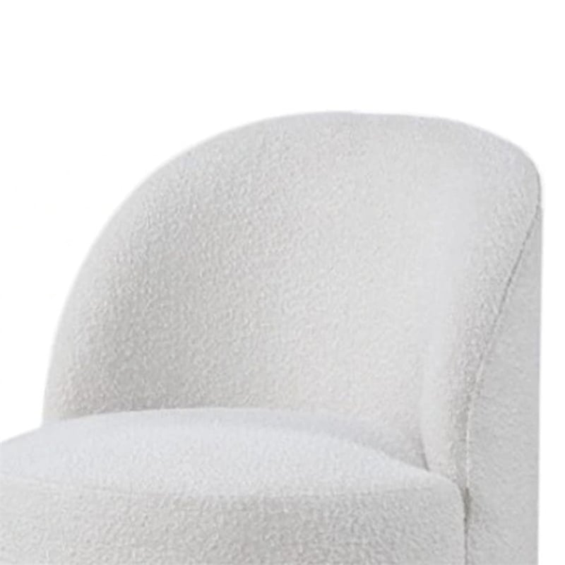 Ager Side Dining Swivel Chair-Curved Barrel Style-White Boucle Chenille