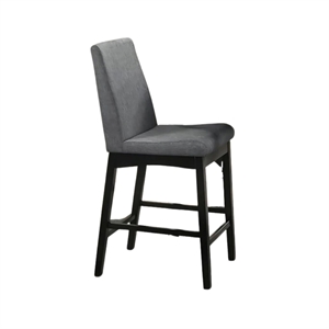 Heni Counter Height Chair-Gray Polyester Cushions-Dark Walnut Brown