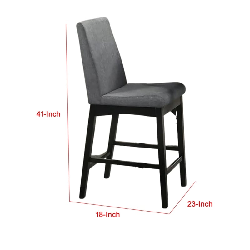 Heni Counter Height Chair-Gray Polyester Cushions-Dark Walnut Brown