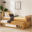Dilu Twin Size Captain Bed with Storage Trundle-Light Oak Brown