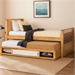 Dilu Twin Size Captain Bed with Storage Trundle-Light Oak Brown