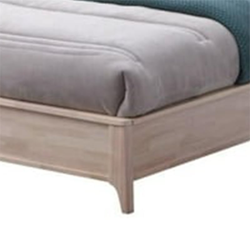 Vasu Full Size Bed-Reeded Headboard-Whitewash Solid Rubberwood
