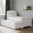 Toli Twin Captain Bed w Trundle-Drawers-White Curved Panel Headboard