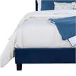 Hiu Queen Size Bed-Wingback Headboard-Navy Blue Velvet Like Upholstery