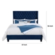 Hiu Queen Size Bed-Wingback Headboard-Navy Blue Velvet Like Upholstery