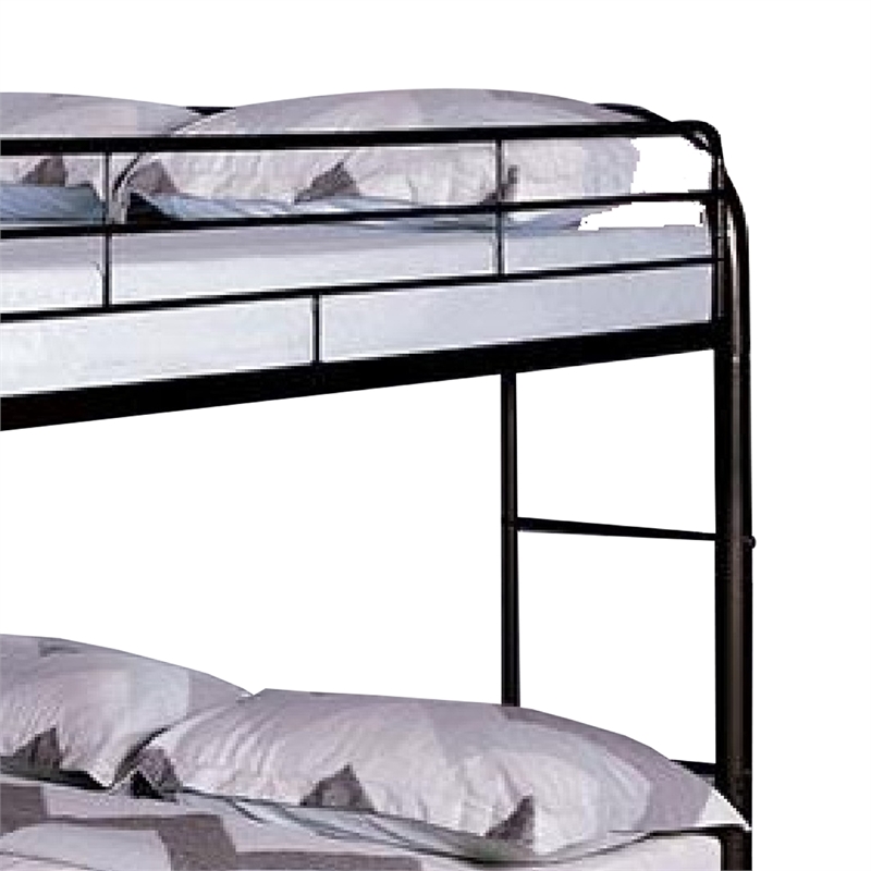 Raina Twin Over Twin Bunk Bed-Black Metal Frame-Attached Side Ladder