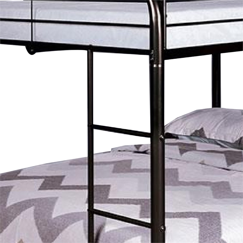 Raina Twin Over Twin Bunk Bed-Black Metal Frame-Attached Side Ladder