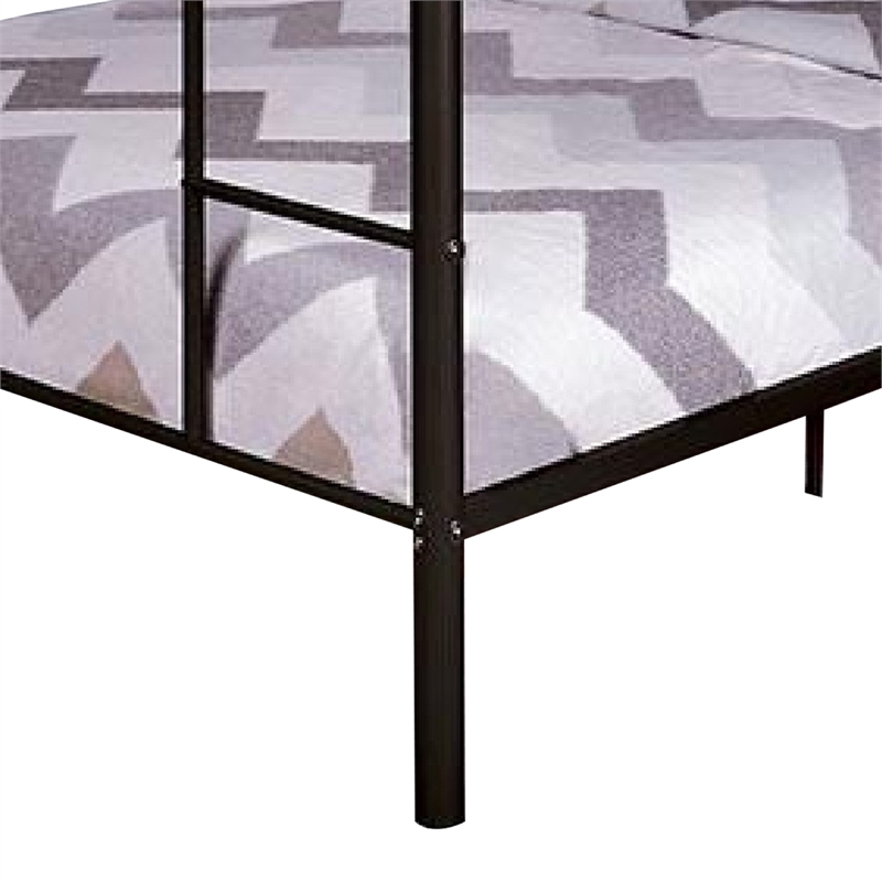 Raina Twin Over Twin Bunk Bed-Black Metal Frame-Attached Side Ladder