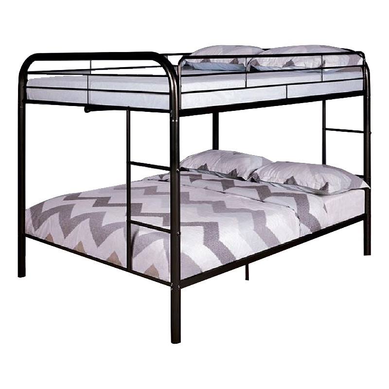 Raina Twin Over Twin Bunk Bed-Silver Metal Frame Attached Side Ladder