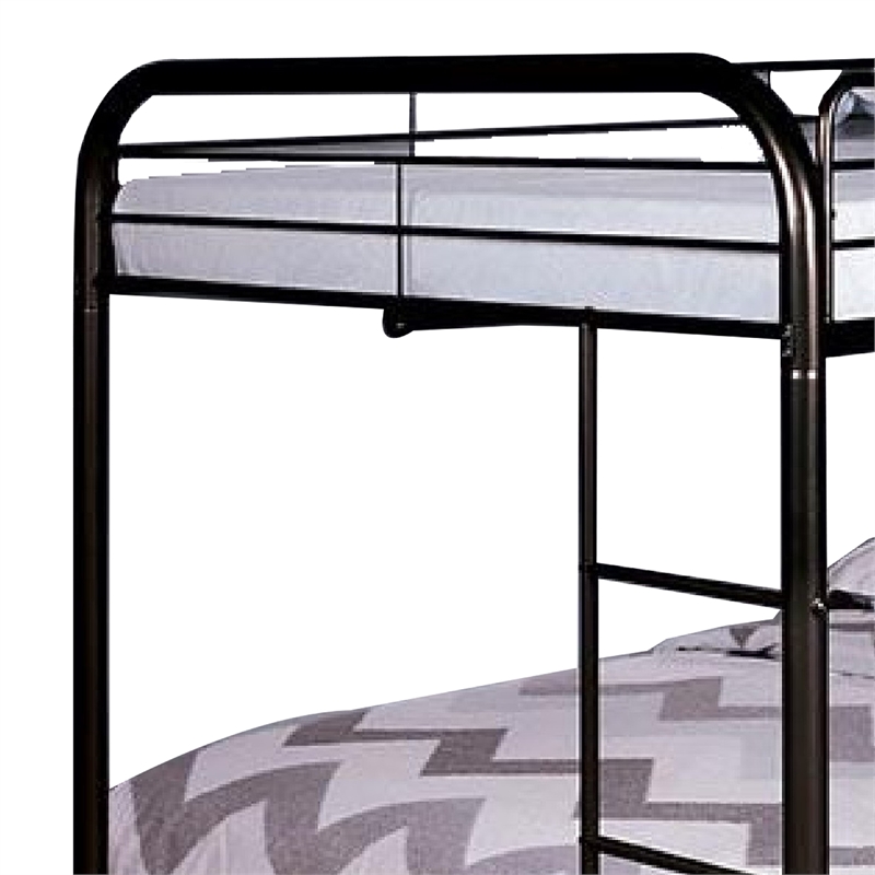 Raina Twin Over Twin Bunk Bed-Silver Metal Frame Attached Side Ladder