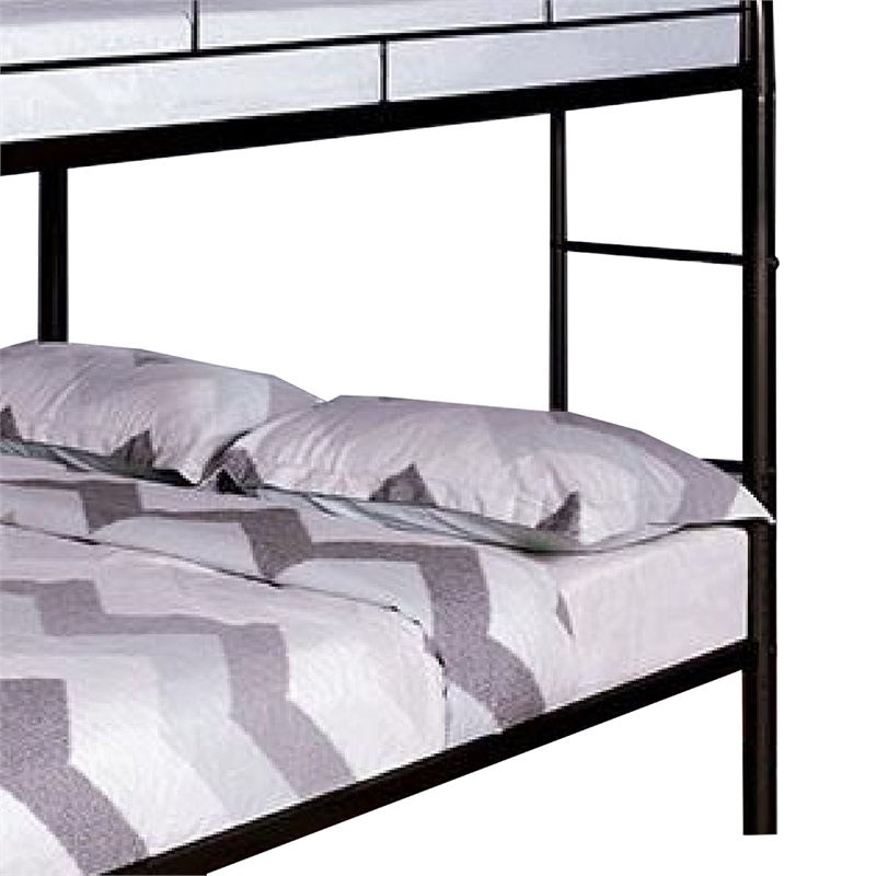 Raina Twin Over Twin Bunk Bed-Silver Metal Frame Attached Side Ladder