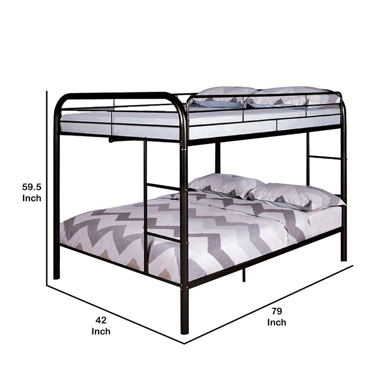 Raina Twin Over Twin Bunk Bed-Silver Metal Frame Attached Side Ladder