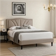 Carie Full Bed-Light Brown Burlap Upholstery-Padded Headboard