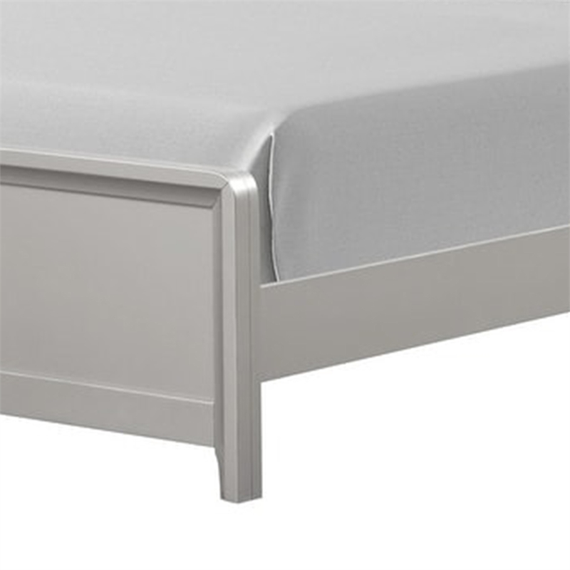 Broy Twin Size Bed w LED Bookcase Headboard-Champagne Silver Veneer