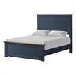 Tela Full Size Bed w Recessed Panel Headboard-Dark Brown Trim-Blue