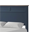 Tela Twin Size Bed w Recessed Panel Headboard-Dark Brown Trim-Blue