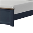 Tela Twin Size Bed w Recessed Panel Headboard-Dark Brown Trim-Blue