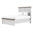 Tela Full Size Bed w Recessed Panel Headboard-Dark Brown Trim-White