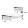 Tela Full Size Bed w Recessed Panel Headboard-Dark Brown Trim-White